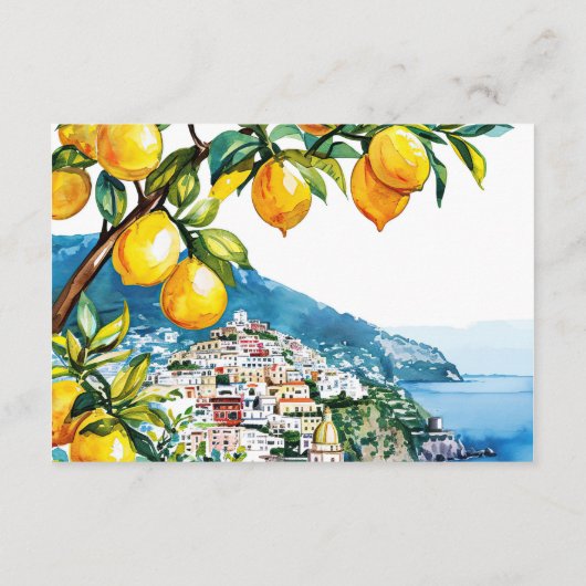 Lemon Citrus Amalfi Küste Hochzeit Begleitkarte (Rückseite)