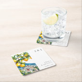 Lemon Citrus Amalfi Küste Italienische Hochzeit Rechteckiger Pappuntersetzer (Vor Ort)
