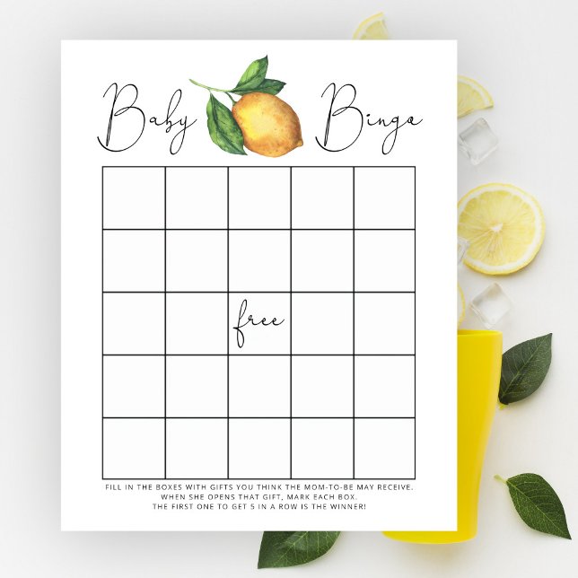 Lemon Citrus Baby Dusche Bingo Spiel (Von Creator hochgeladen)