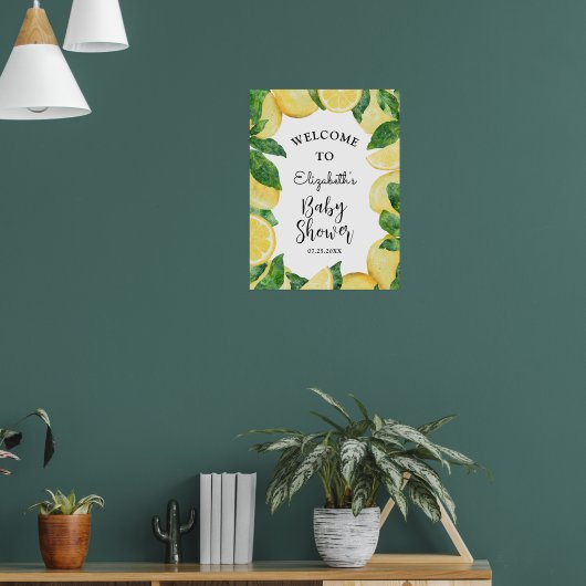 Lemon Citrus Baby Dusche Willkommen Poster (Wohnzimmer 1)