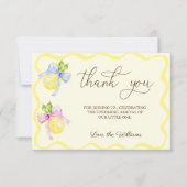 Lemon Citrus Baby Shower Gender-Bericht Dankeskarte (Vorderseite)