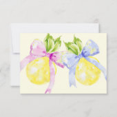 Lemon Citrus Baby Shower Gender-Bericht Dankeskarte (Rückseite)