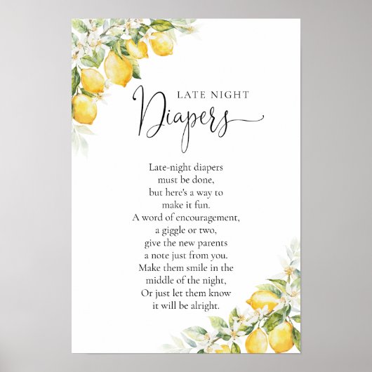 Lemon Citrus Baby Shower Poster (Vorne)