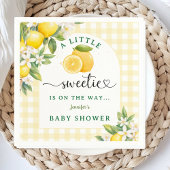 Lemon Citrus Baby Shower Yellow Gingham Serviette