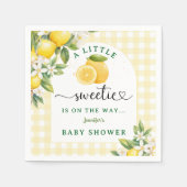 Lemon Citrus Baby Shower Yellow Gingham Serviette (Vorderseite)