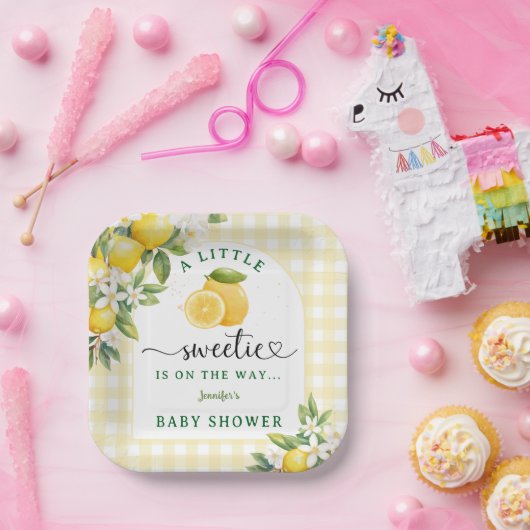 Lemon Citrus Baby Shower Yellow Pappteller (Party)