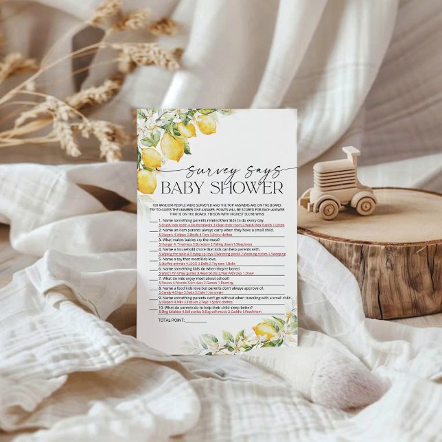 Lemon Citrus Baby Showumfrage zeigt Spielkarte (Von Creator hochgeladen)