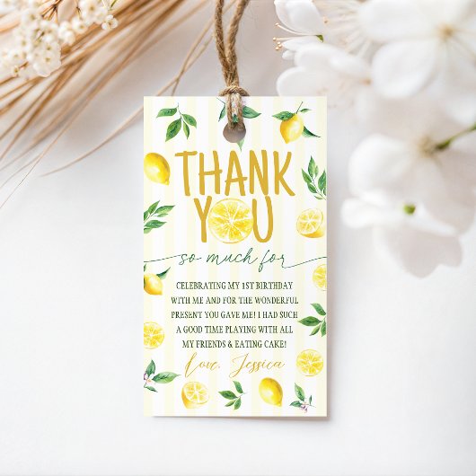 Lemon Citrus Birthday Favor Tags Geschenkanhänger