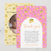 Lemon Citrus Birthday Foto Vielen Dank Einladung (Vorne/Hinten)