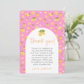 Lemon Citrus Birthday Foto Vielen Dank Einladung (Stehend Vorderseite)