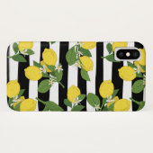 Lemon Citrus Black Stripes Yellow iPhone Case (Rückseite (Horizontal))