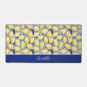 Lemon Citrus Blue Mediterranean Personalized Schreibtischunterlage (Vorderseite)