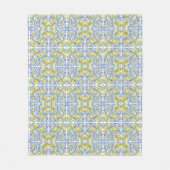 Lemon Citrus Blue Mediterranean Tile Pattern Fleecedecke (Vorderseite)