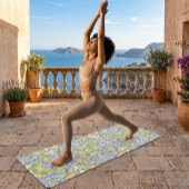 Lemon Citrus Blue Mediterranean Tile Pattern Yogamatte