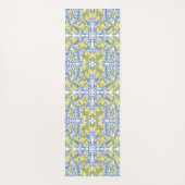 Lemon Citrus Blue Mediterranean Tile Pattern Yogamatte (Rückseite)