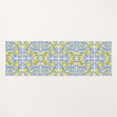 Lemon Citrus Blue Mediterranean Tile Pattern Yogamatte (Vorderseite (Horizontal))