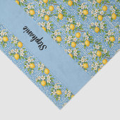 Lemon Citrus Blue Tile Pattern Monogram Name Seidenpapier (Ausschnitt)