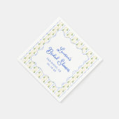 Lemon Citrus Blue & Yellow Amalfi Brautparty Serviette (Ecke)
