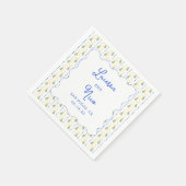 Lemon Citrus Blue & Yellow Amalfi Custom Wedding Serviette (Ecke)