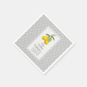 Lemon Citrus Blume Gelbe graue Hochzeit Serviette (Ecke)