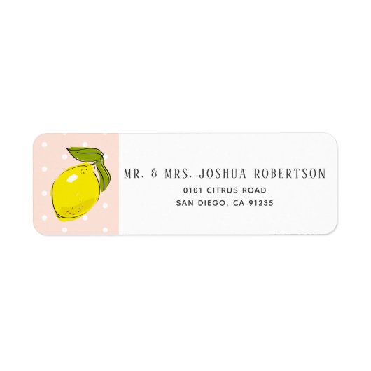 Lemon Citrus Blush Pink Polka Dots Adresse (Vorne)