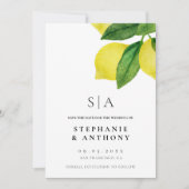 Lemon Citrus Branch Greenerity Wedding Save The Date (Vorderseite)