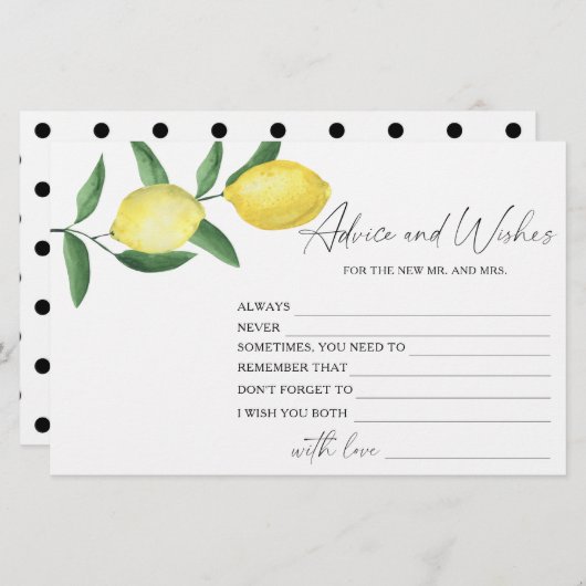 Lemon Citrus - Brautparty Beratung und Wünsche Briefpapier (Vorne/Hinten)