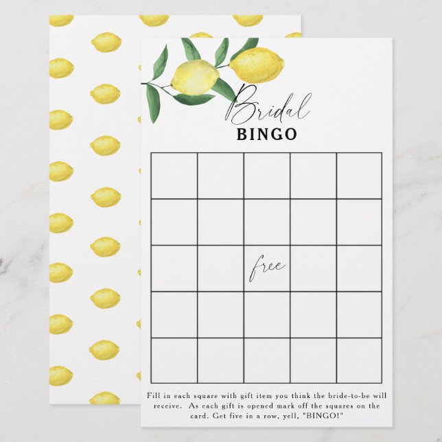Lemon Citrus - Brautparty-Bingo-Spiel (Vorne/Hinten)