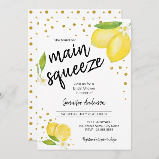 Lemon Citrus Brautparty Einladung (Vorne/Hinten)