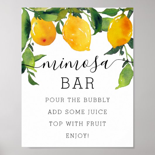 Lemon Citrus Brautparty Mimosa Bar Sign Poster (Vorne)