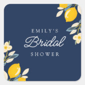 Lemon Citrus Brautparty Quadratischer Aufkleber (Vorderseite)