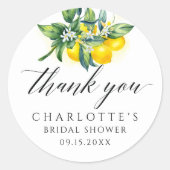 Lemon Citrus Brautparty Runder Aufkleber (Vorderseite)