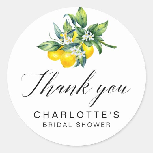 Lemon Citrus Brautparty Runder Aufkleber (Vorderseite)