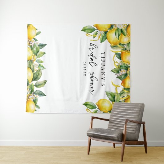 Lemon Citrus Brautparty Wandteppich (Beispiel (Horizontal))