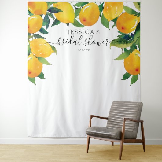 Lemon Citrus Bridal Main Squeeze Willkommenszeiche Wandteppich (Beispiel)