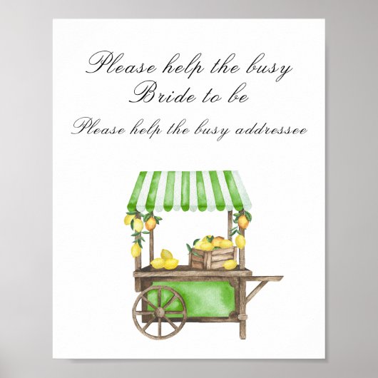 Lemon Citrus bridal shower - help the busy bride Poster (Vorne)