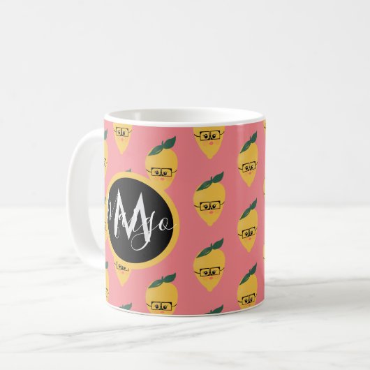 Lemon Citrus Cartoon Pattern Kaffee Tasse (Vorderseite Links)