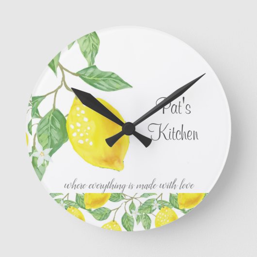 Lemon Citrus Custom Kitchen Wall Clock Runde Wanduhr (Vorderseite)
