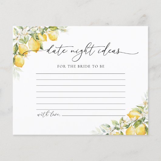 Lemon Citrus Date Night Idecard (Vorderseite)