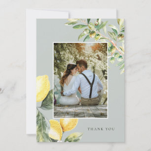 Lemon Citrus Elegant Wedding Foto Danke Karte