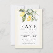 Lemon Citrus Elegante Mediterrane Hochzeit Save The Date (Vorderseite)