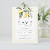 Lemon Citrus Elegante Mediterrane Hochzeit Save The Date (Stehend Vorderseite)