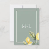 Lemon Citrus Elegante Mediterrane Hochzeit Save The Date (Rückseite)