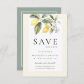 Lemon Citrus Elegante Mediterrane Hochzeit Save The Date (Vorne/Hinten)