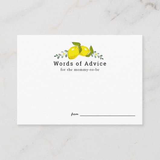 Lemon Citrus Floral Baby Duschberatung Karten (Vorderseite)