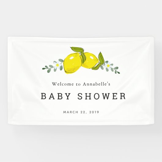 Lemon Citrus Floral Baby Dusche Banner (Horizontal)