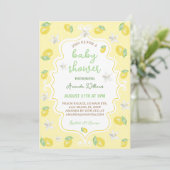 Lemon Citrus Floral Baby Dusche Einladung (Stehend Vorderseite)