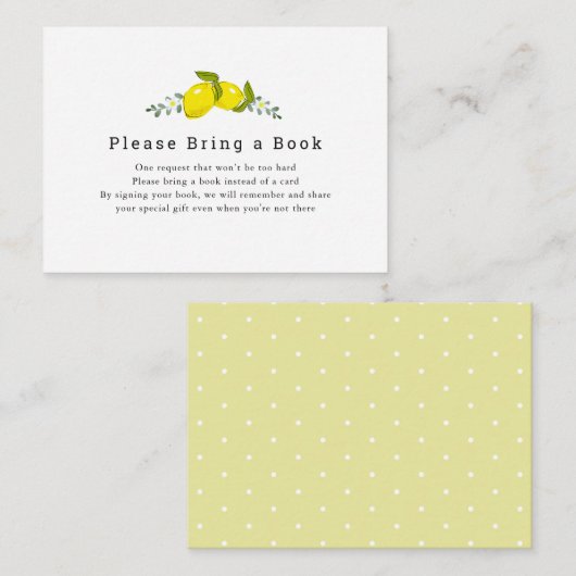 Lemon Citrus Floral Bitte bringen Sie ein Buch Begleitkarte (Vorne/Hinten)