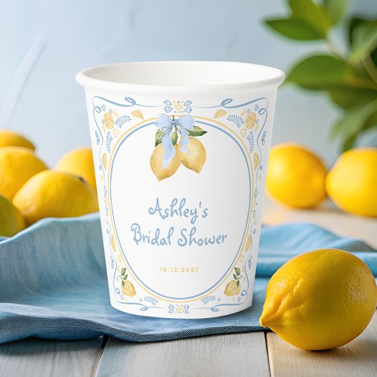 Lemon Citrus Floral Brautparty Paper Cups Pappbecher