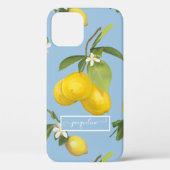 Lemon Citrus Floral Dusty Blauer Blattwerk Case-Mate iPhone Hülle (Rückseite)